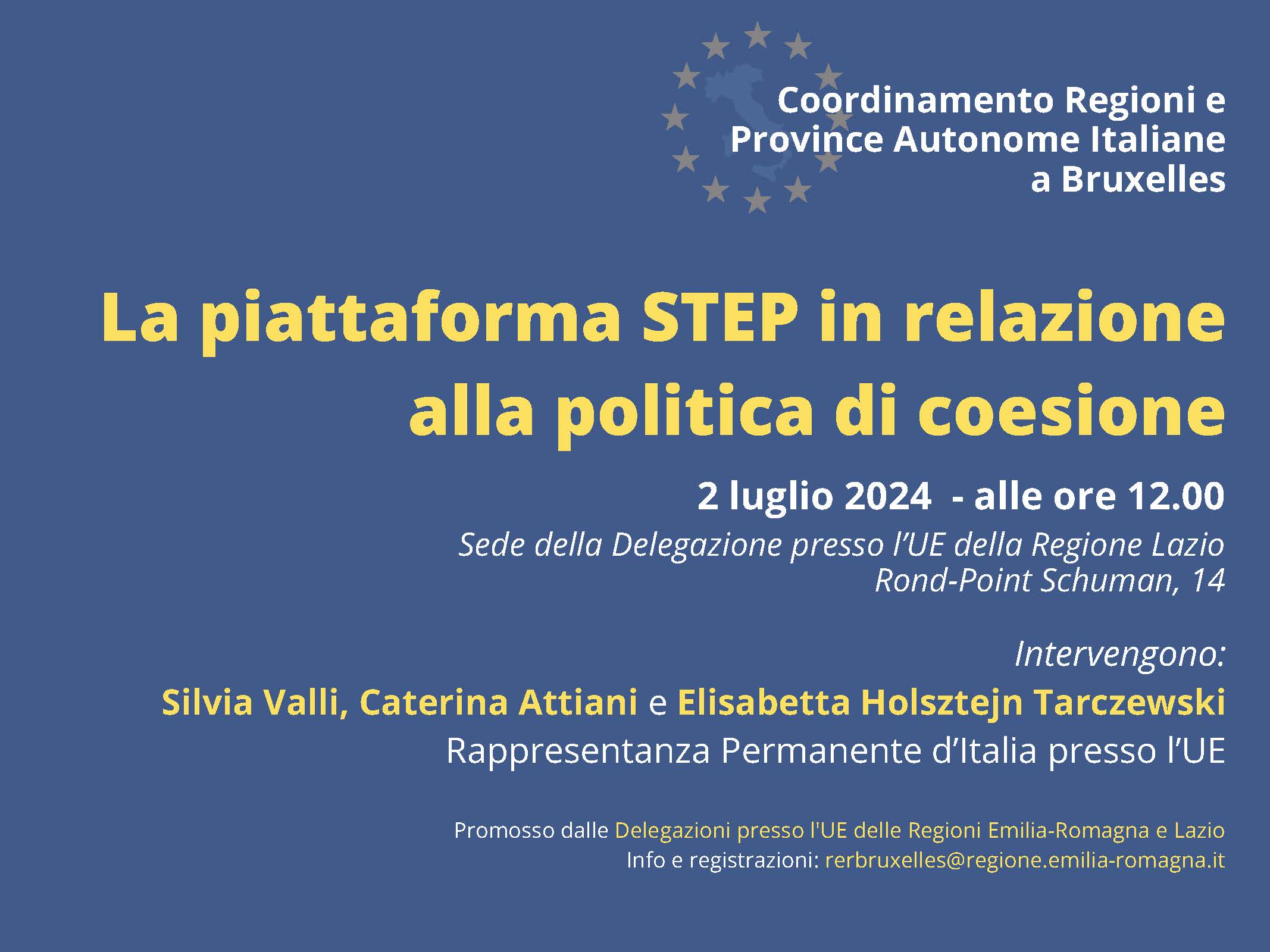 Incontro su piattaforma STEP a Bruxelles - dettagli nel testo della notizia