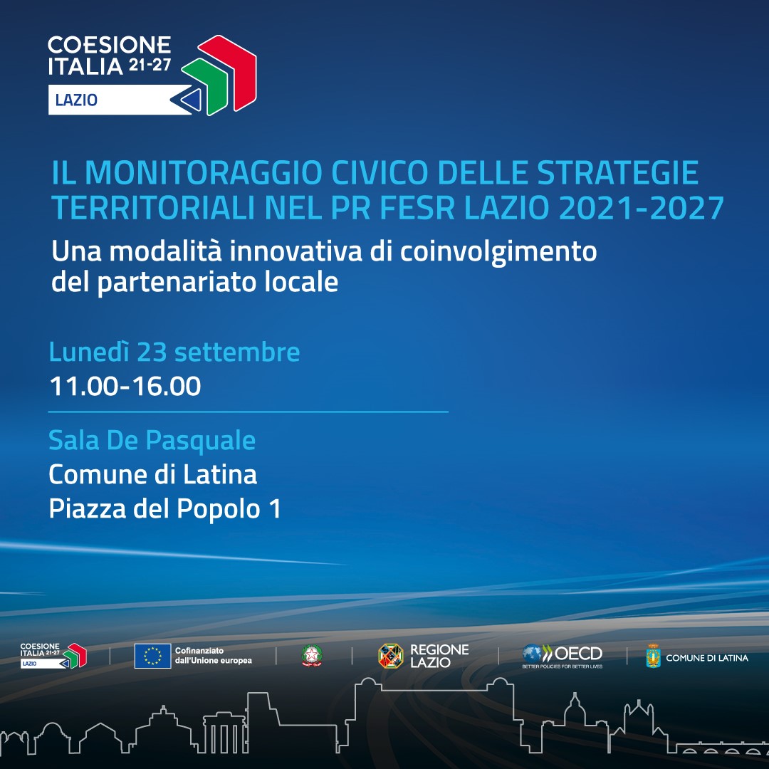 Save the date Incontro Latina monitoraggio civico strategie territoriali FESR (23 settembre) - dettagli nell'articolo