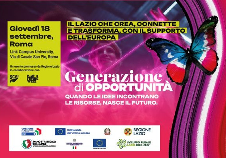 Generazione Opportunità: il 18 settembre la Regione e il PR FESR Lazio a Rome Future Week. Dettagli nell'articolo