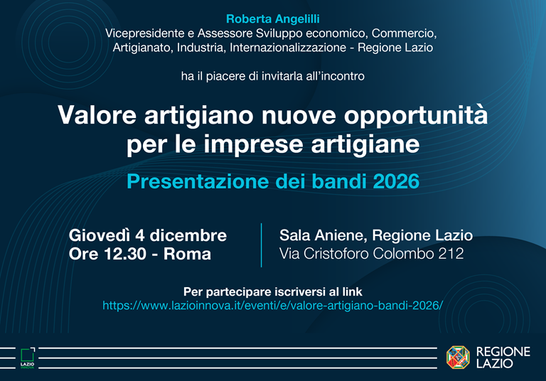 Presentazione opportunità per le imprese artigiane (Roma, 4 dicembre 2025): dettagli nel'articolo
