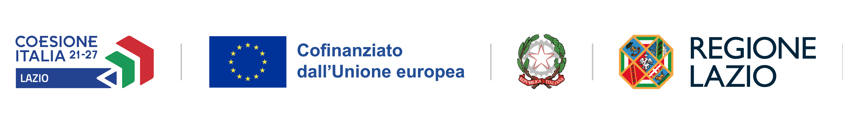 Loghi Coesione Italia, Unione europea, Repubblica Italiana, Regione Lazio