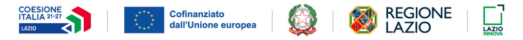 Loghi Coesione Italia 21-27, Cofinanziato dalla Ue, repubblica italiana, Regione Lazio, Lazio Innova