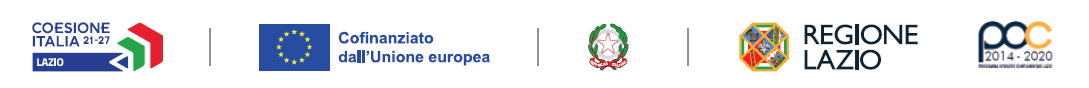 Loghi: Coesione Italia 2021 - 2027, cofinanziato dall'Unione europea, Repubblica Italiana, POC Lazio 2014 - 2020