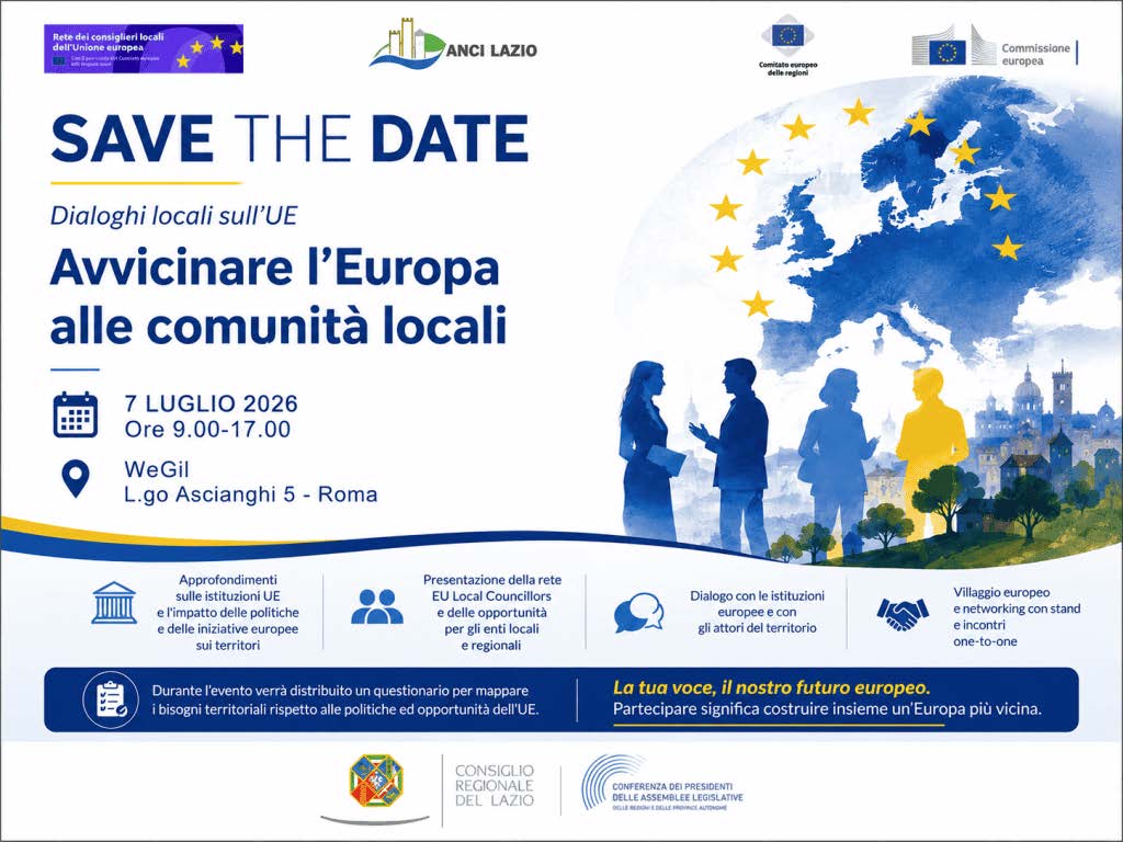 Avvicinare l’Europa alle comunità locali, il 7 luglio evento a Roma presso WEGIL. Dettagli nell'articolo